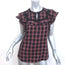 Veronica Beard Top Hawn Navy/Red Plaid Size 4 Flutter Sleeve Blouse