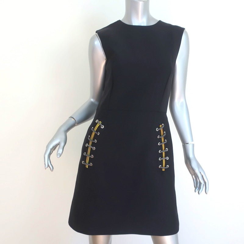 Balenciaga Shoelace-Embellished Dress Black Crepe Size 38 Sleeveless M Celebrity Owned Balenciaga Shoelace-Embellished Dress Black Crepe Size 38 Sleeveless M Celebrity Owned