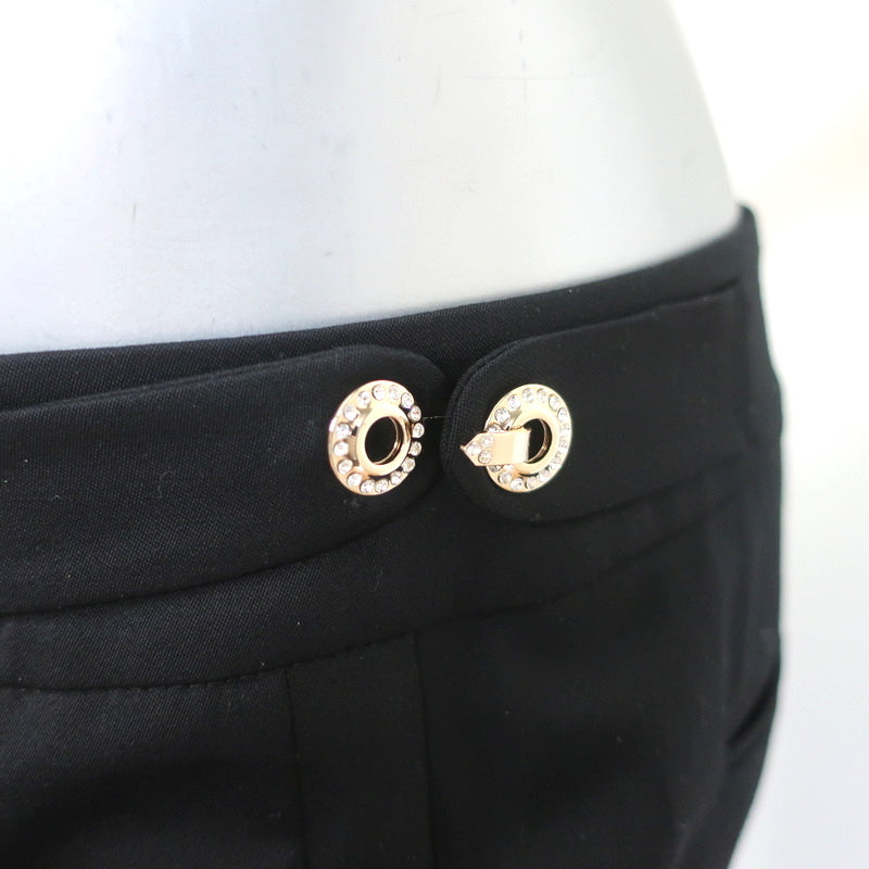 Gucci 2006 Crystal Clasp-Embellished Pants Black Stretch Wool Size 42