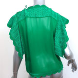 Isabel Marant Etoile Blouse Audrina Green Embroidered Crepe Size 36