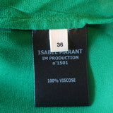 Isabel Marant Etoile Blouse Audrina Green Embroidered Crepe Size 36