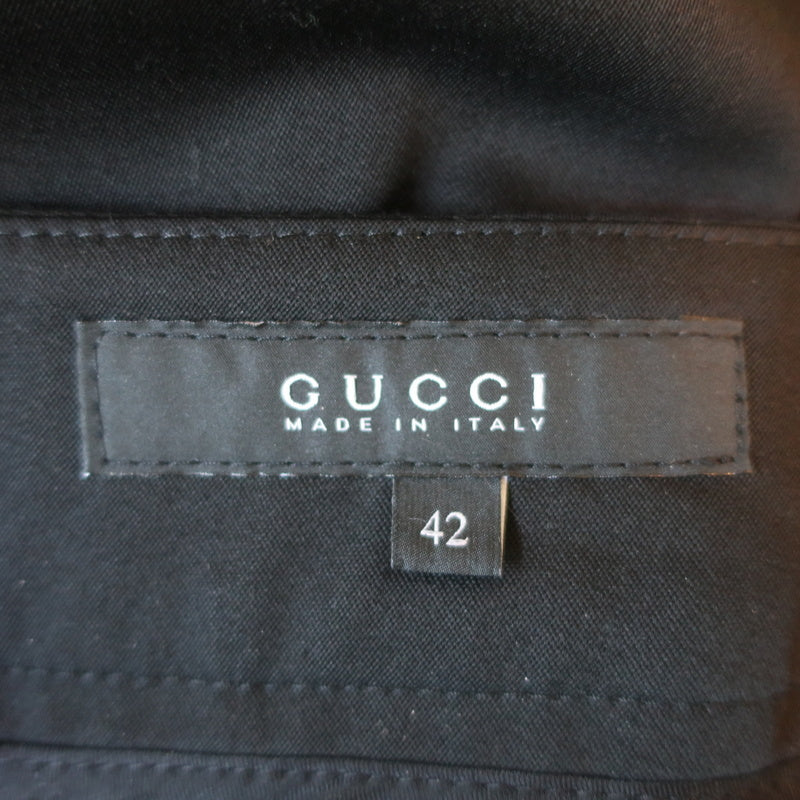 Gucci 2006 Crystal Clasp-Embellished Pants Black Stretch Wool Size 42