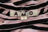 AMO Classic Striped Tee Pink/Black Size Large Short Sleeve T-Shirt Top available at CelebrityOwned.com img_6