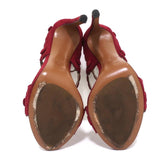 Alaia Cage Sandals Red Laser Cut Suede Size 37 Open Toe Heels available at CelebrityOwned.com img_10