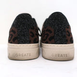 GREATS Royale Knit Low Top Sneakers Dark Brown Leopard Print Size 6 available at CelebrityOwned.com img_7