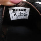 GREATS Royale Knit Low Top Sneakers Dark Brown Leopard Print Size 6 available at CelebrityOwned.com img_9