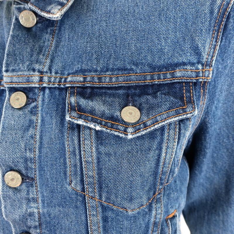 GRLFRND Cara Frayed Denim Jacket London Calling Size Small Cropped Jean Jacket available at CelebrityOwned.com img_3