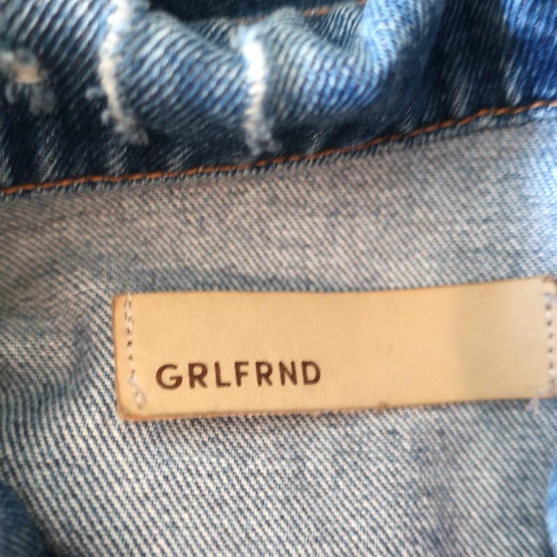 GRLFRND Cara Frayed Denim Jacket London Calling Size Small Cropped Jean Jacket available at CelebrityOwned.com img_8