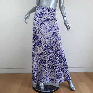 Gryphon Maxi Skirt Blue/White Ripple Print Silk Size Small available at CelebrityOwned.com img_1