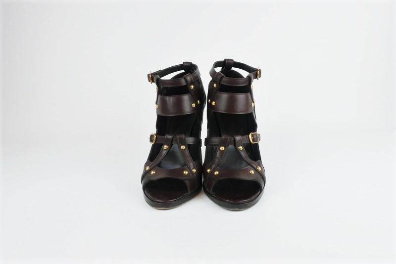 Louis Vuitton Black Patent Leather Fur Trim Booties Shoes Size 38.5 / 8.5 US