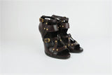 Gucci Booties Dark Brown Studded Leather Size 8.5 Open Toe Cutout Ankle Boots available at CelebrityOwned.com img_4