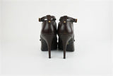 Gucci Booties Dark Brown Studded Leather Size 8.5 Open Toe Cutout Ankle Boots available at CelebrityOwned.com img_6
