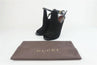Gucci Jane Open Toe Booties Black Suede Size 38.5 Ankle Strap Heel