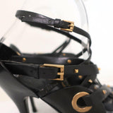 Gucci Sandals Black Studded Leather Size 7.5 Crisscross Slingback Heels available at CelebrityOwned.com img_3