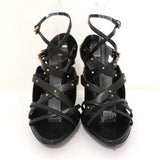 Gucci Sandals Black Studded Leather Size 7.5 Crisscross Slingback Heels available at CelebrityOwned.com img_4
