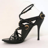 Gucci Sandals Black Studded Leather Size 7.5 Crisscross Slingback Heels available at CelebrityOwned.com img_7