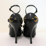 Gucci Sandals Black Studded Leather Size 7.5 Crisscross Slingback Heels available at CelebrityOwned.com img_8