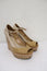 Gucci Striped Wedge Mary Jane Pumps Eilin Cream Leather & Tan Patent Size 38