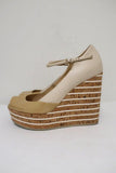 Gucci Striped Wedge Mary Jane Pumps Eilin Cream Leather & Tan Patent Size 38 available at CelebrityOwned.com img_5