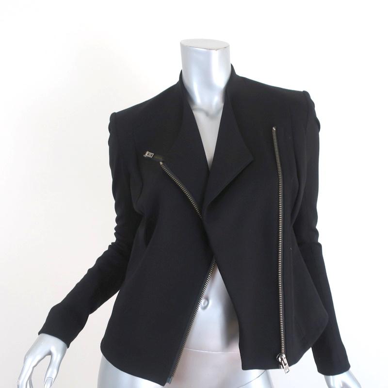 HELMUT Helmut Lang Moto Jacket Hammer Black Stretch Ponte Knit Size Small available at CelebrityOwned.com img_2