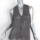 HELMUT Helmut Lang Top Breeze Gray Crinkled Chiffon Size Small Sleeveless Blouse available at CelebrityOwned.com img_1