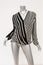 Halston Heritage Wrap Front Top Black Striped Silk Size 6 Long Sleeve Blouse NEW