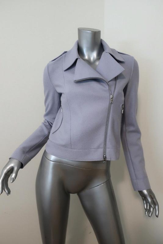 Harris Wharf London Biker Jacket Light Blue Wool Felt Size 40 available at CelebrityOwned.com img_1