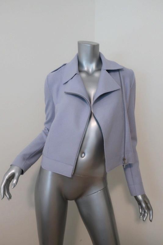 Harris Wharf London Biker Jacket Light Blue Wool Felt Size 40 available at CelebrityOwned.com img_2