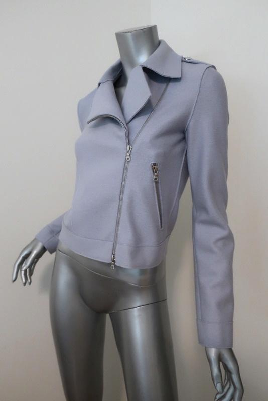 Harris Wharf London Biker Jacket Light Blue Wool Felt Size 40 available at CelebrityOwned.com img_3