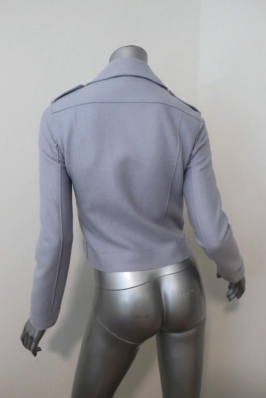 Harris Wharf London Biker Jacket Light Blue Wool Felt Size 40 available at CelebrityOwned.com img_6
