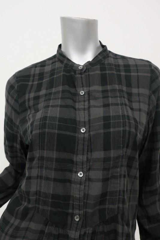 Hartford Plaid Button Down Shirt Gray/Black Cotton Size 5 Long Sleeve Top available at CelebrityOwned.com img_2