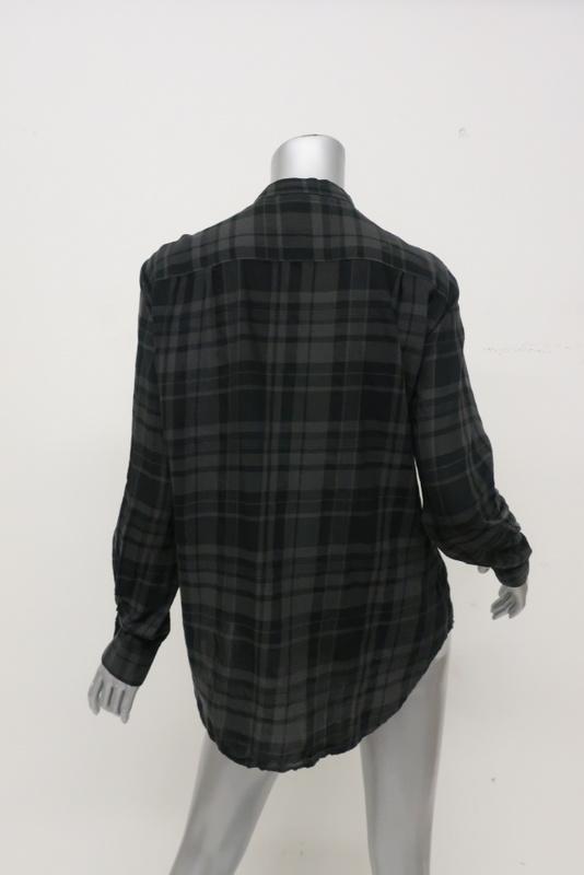 Hartford Plaid Button Down Shirt Gray/Black Cotton Size 5 Long Sleeve Top available at CelebrityOwned.com img_6
