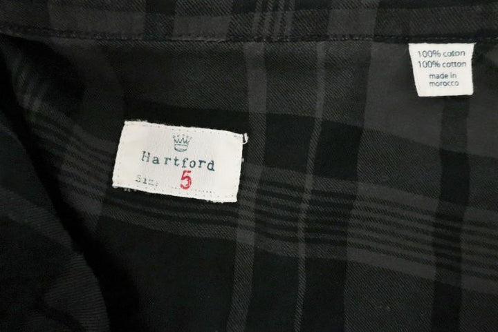 Hartford Plaid Button Down Shirt Gray/Black Cotton Size 5 Long Sleeve Top available at CelebrityOwned.com img_7