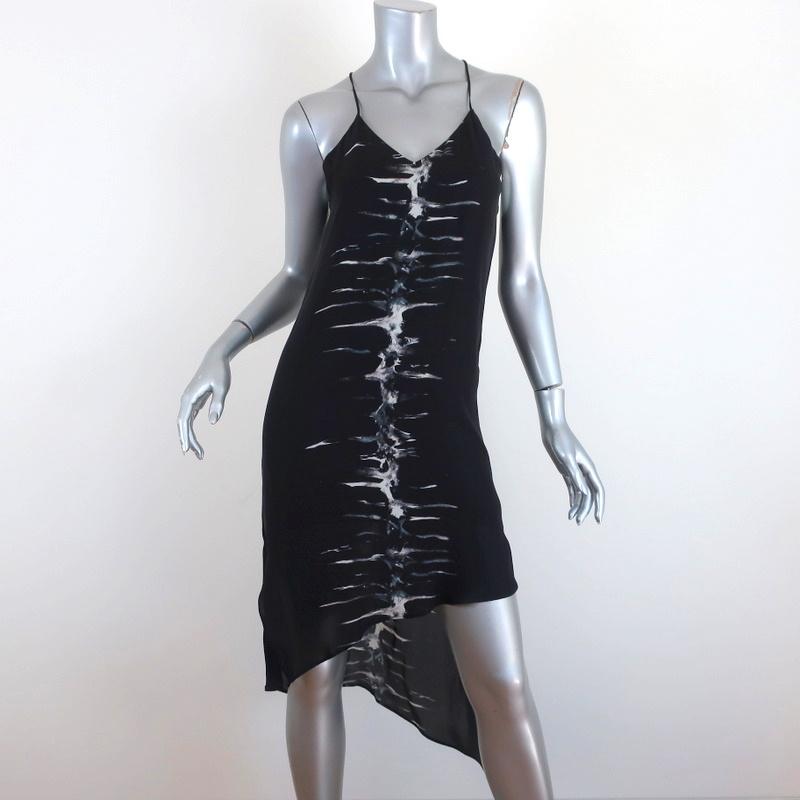 Haute Hippie Asymmetrical Dress Black Vertebrae Print Silk Size Extra Small available at CelebrityOwned.com img_1