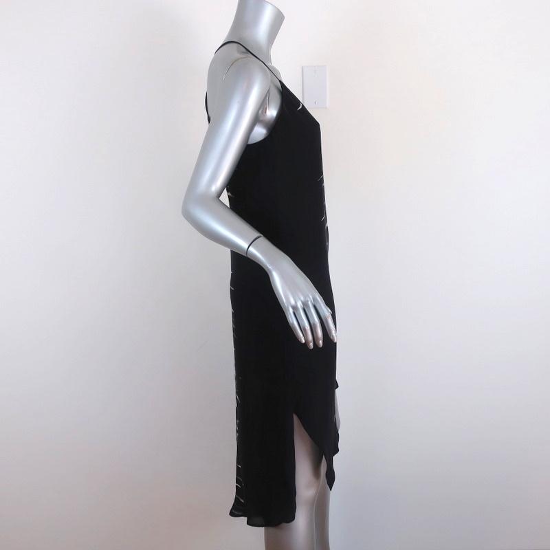haute hippie asymmetrical dress Haute Hippie Asymmetrical Dress Black Vertebrae Print Silk Size Extra Celebrity Owned