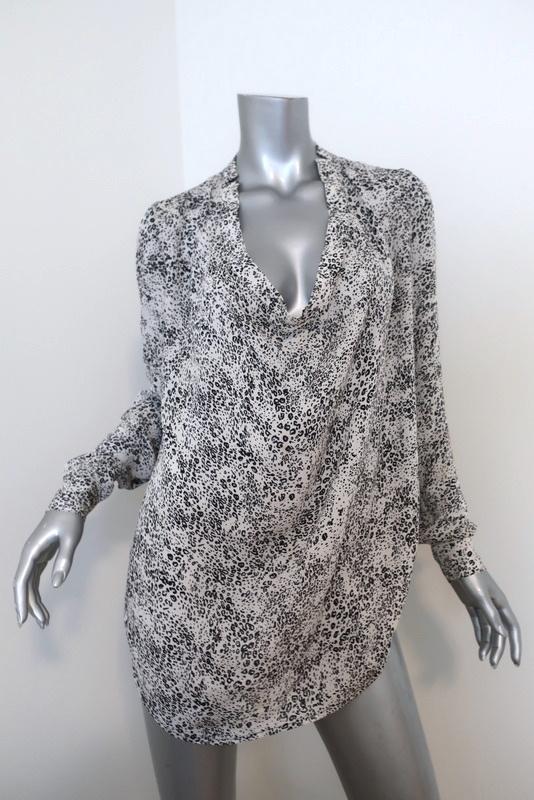 Haute Hippie Return of the Cowl Blouse White Leopard Print Silk Top Size Medium available at CelebrityOwned.com img_1