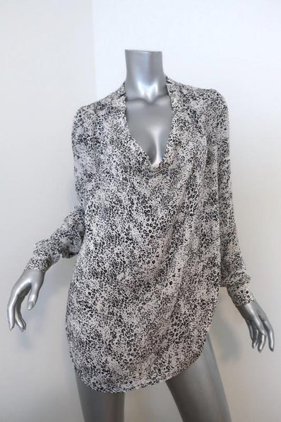 Haute Hippie Return of the Cowl Blouse White Leopard Print Silk Top Size Medium available at CelebrityOwned.com img_1