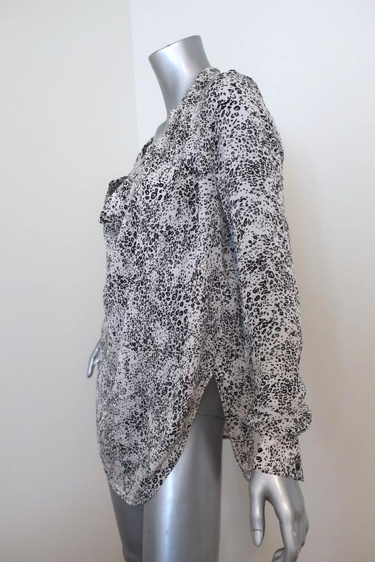 Haute Hippie Return of the Cowl Blouse White Leopard Print Silk Top Size Medium available at CelebrityOwned.com img_4