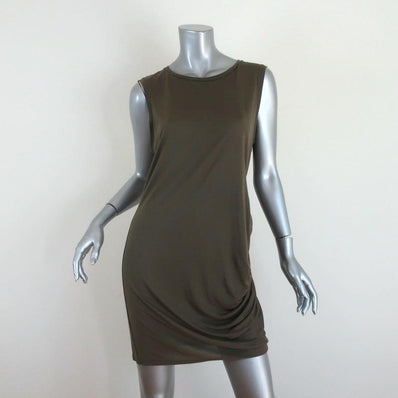 Haute Hippie Side Gathered Dress Olive Modal Jersey Size Large Sleeveless Mini available at CelebrityOwned.com img_1