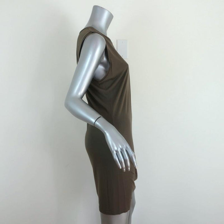 Haute Hippie Side Gathered Dress Olive Modal Jersey Size Large Sleeveless Mini available at CelebrityOwned.com img_3