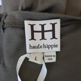 Haute Hippie Side Gathered Dress Olive Modal Jersey Size Large Sleeveless Mini available at CelebrityOwned.com img_5