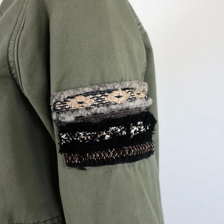 Heartloom Military Jacket Allie Olive Cotton Size Small available at CelebrityOwned.com img_3
