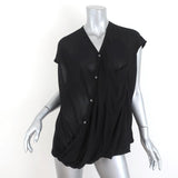 Helmut Lang Asymmetric Draped Blouse Black Lush Voile Size Petite Cap Sleeve Top available at CelebrityOwned.com img_1