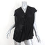 Helmut Lang Asymmetric Draped Blouse Black Lush Voile Size Petite Cap Sleeve Top