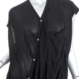 Helmut Lang Asymmetric Draped Blouse Black Lush Voile Size Petite Cap Sleeve Top available at CelebrityOwned.com img_2