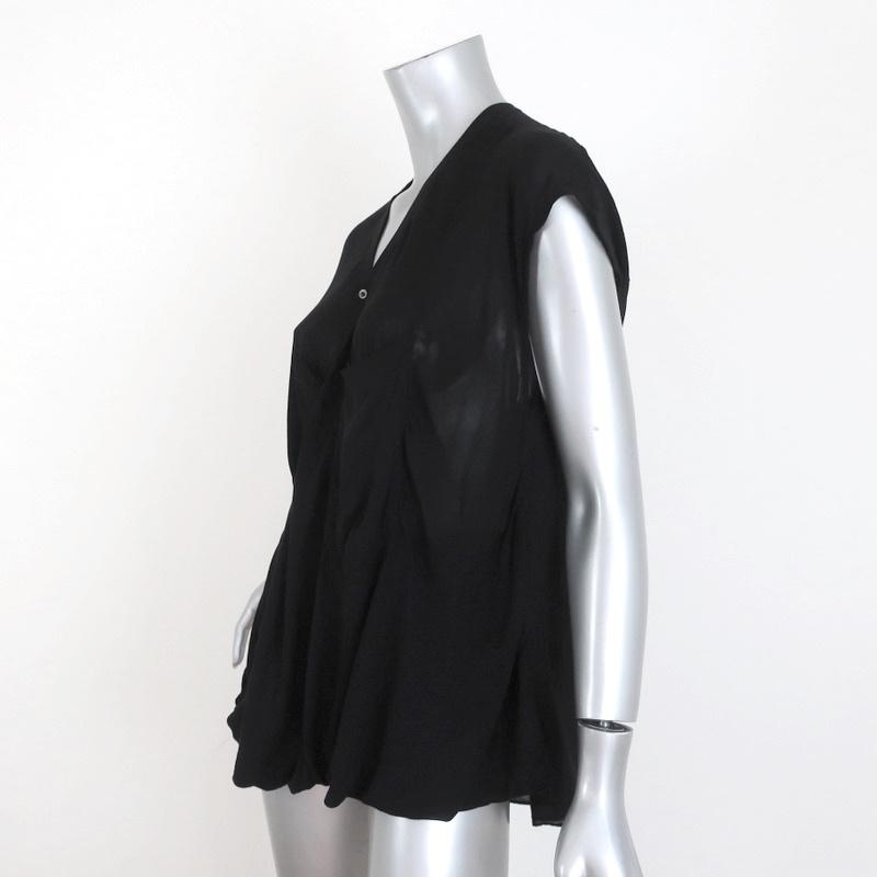Helmut Lang Asymmetric Draped Blouse Black Lush Voile Size Petite Cap Sleeve Top available at CelebrityOwned.com img_3
