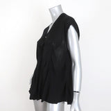 Helmut Lang Asymmetric Draped Blouse Black Lush Voile Size Petite Cap Sleeve Top available at CelebrityOwned.com img_3