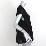 Helmut Lang Asymmetric Draped Blouse Black Lush Voile Size Petite Cap Sleeve Top available at CelebrityOwned.com img_4