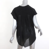 Helmut Lang Asymmetric Draped Blouse Black Lush Voile Size Petite Cap Sleeve Top available at CelebrityOwned.com img_5