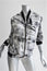 Helmut Lang Bomber Jacket Terrene White/Gray Printed Silk Size Petite